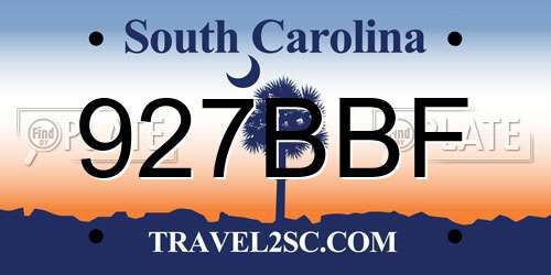 927BBF South Carolina License Plate