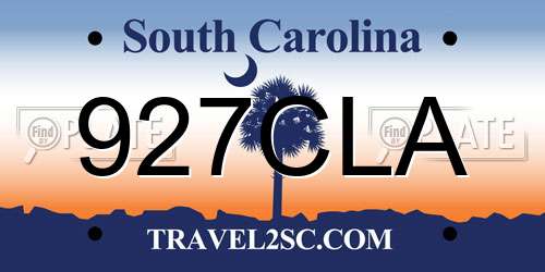 927CLA South Carolina License Plate