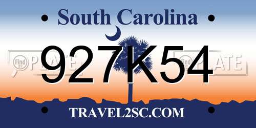 927K54 South Carolina License Plate