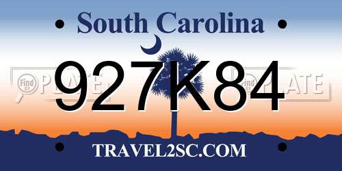 927K84 South Carolina License Plate