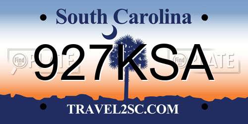 927KSA South Carolina License Plate