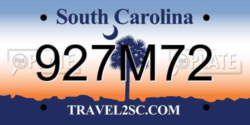 927M72 South Carolina License Plate