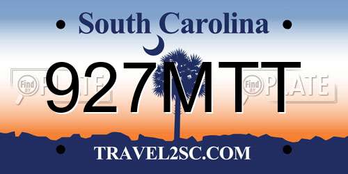 927MTT South Carolina License Plate