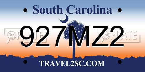 927MZ2 South Carolina License Plate