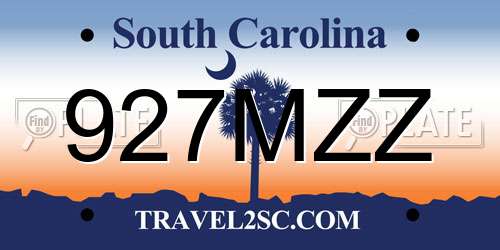 927MZZ South Carolina License Plate