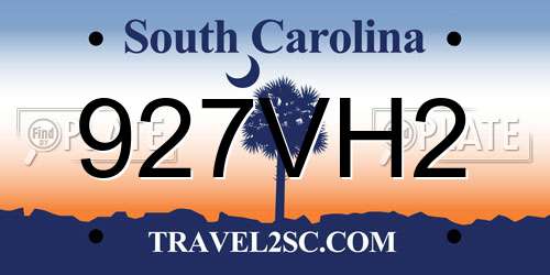 927VH2 South Carolina License Plate