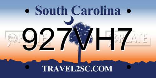 927VH7 South Carolina License Plate