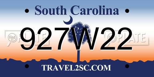 927W22 South Carolina License Plate