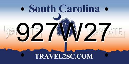 927W27 South Carolina License Plate