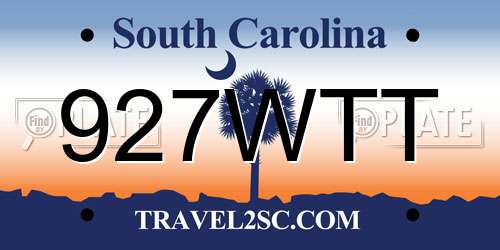 927WTT South Carolina License Plate