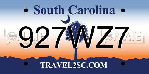 927WZ7 South Carolina License Plate