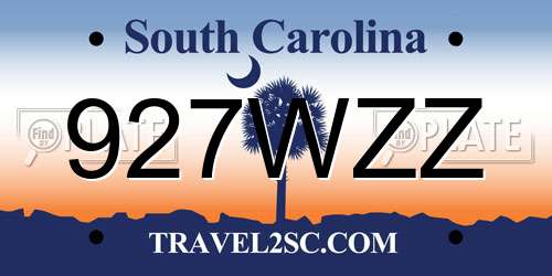 927WZZ South Carolina License Plate
