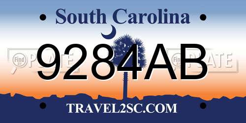 9284AB South Carolina License Plate