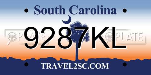 9287KL South Carolina License Plate