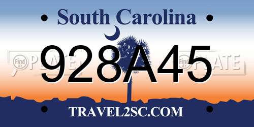 928A45 South Carolina License Plate