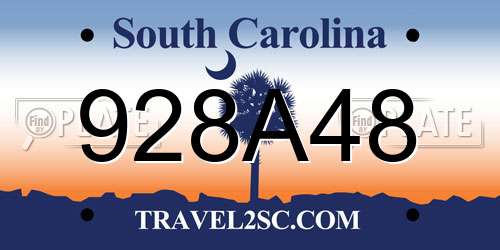 928A48 South Carolina License Plate