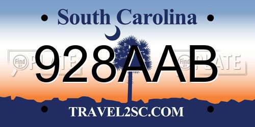 928AAB South Carolina License Plate