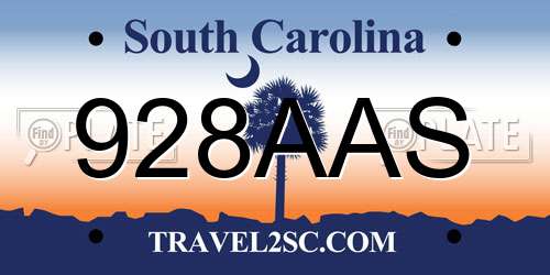 928AAS South Carolina License Plate