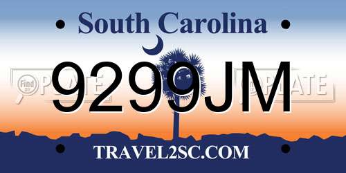 9299JM South Carolina License Plate