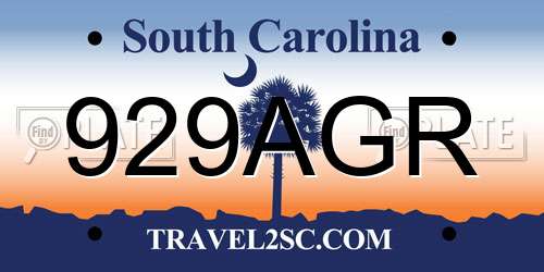 929AGR South Carolina License Plate