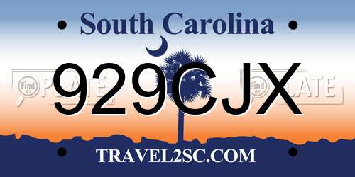 929CJX South Carolina License Plate