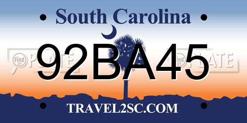 92BA45 South Carolina License Plate