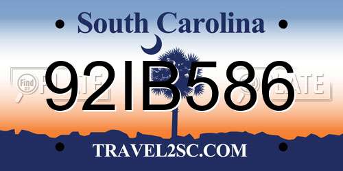 92IB586 South Carolina License Plate