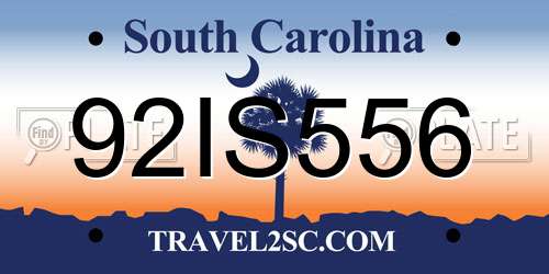 92IS556 South Carolina License Plate