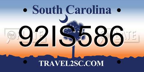 92IS586 South Carolina License Plate