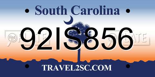 92IS856 South Carolina License Plate