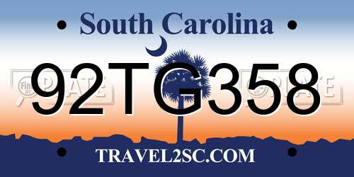 92TG358 South Carolina License Plate