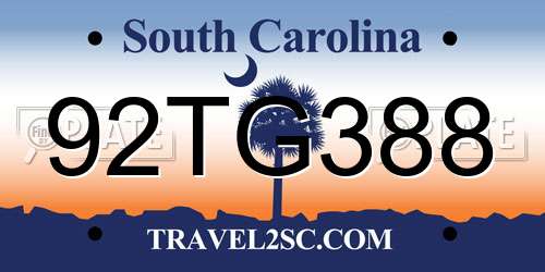 92TG388 South Carolina License Plate