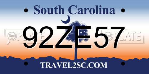 92ZE57 South Carolina License Plate