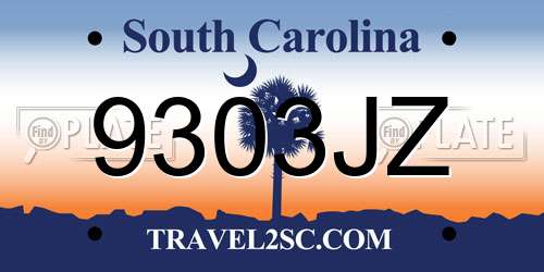 9303JZ South Carolina License Plate