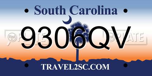 9306QV South Carolina License Plate