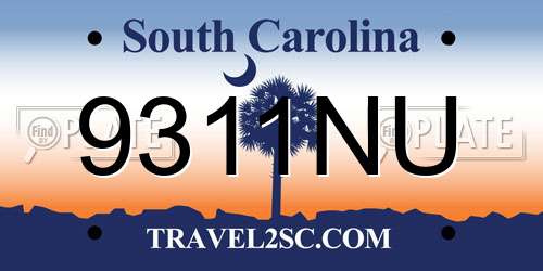 9311NU South Carolina License Plate