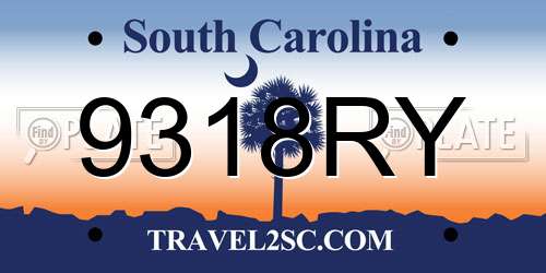 9318RY South Carolina License Plate