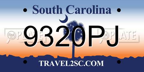 9320PJ South Carolina License Plate