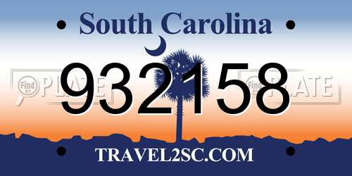 932158 South Carolina License Plate