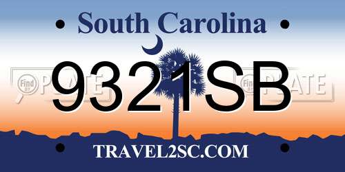 9321SB South Carolina License Plate