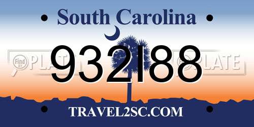 932I88 South Carolina License Plate