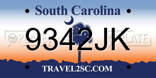 9342JK South Carolina License Plate