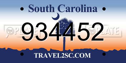 934452 South Carolina License Plate