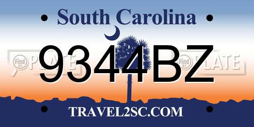 9344BZ South Carolina License Plate