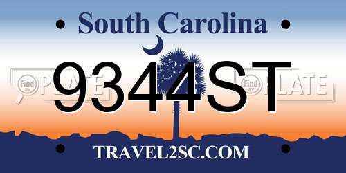 9344ST South Carolina License Plate