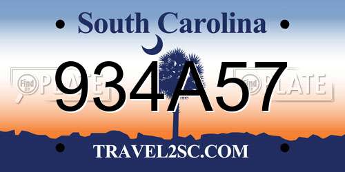 934A57 South Carolina License Plate