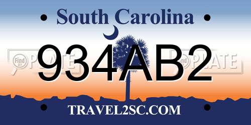 934AB2 South Carolina License Plate