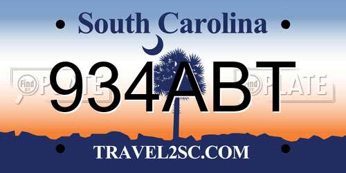 934ABT South Carolina License Plate