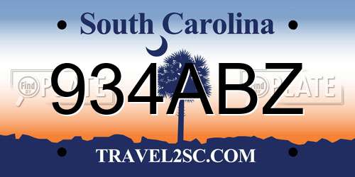 934ABZ South Carolina License Plate