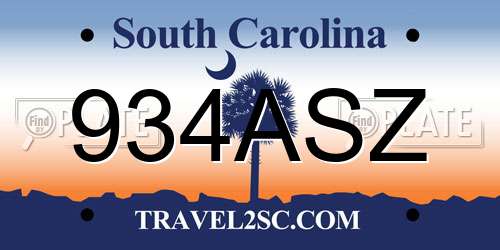 934ASZ South Carolina License Plate